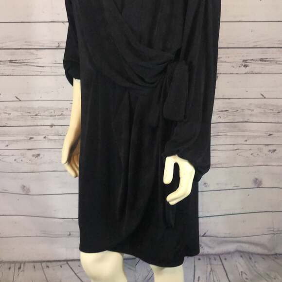 NWT ASOS DESIGN Curve long sleeve mini wrap sexy dress in black size 14 - Picture 6 of 12